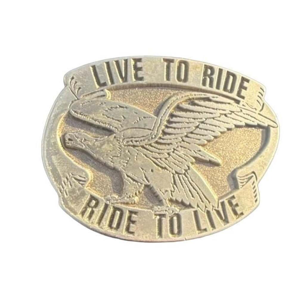 Bergamot Brass Works Live To Ride Eagle Belt Buckle Vintage